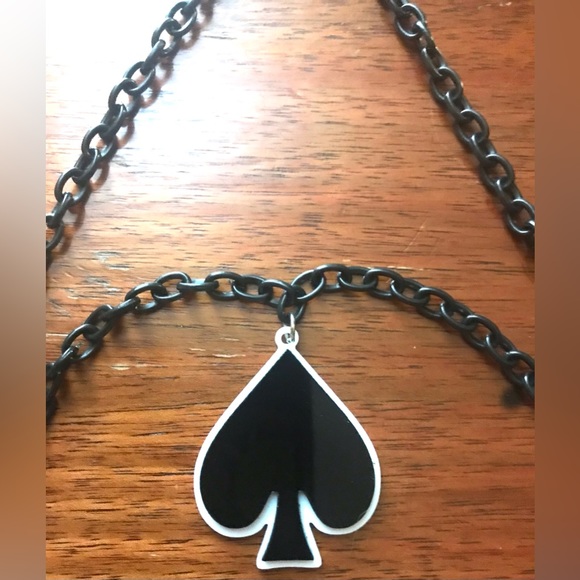 Casino Black Spade Charm Gamble Playing Card Deck Poker Thick Link Chain Pendant - Picture 3 of 8